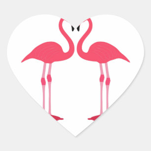 Tropical Beach Birds Destiny Flamingos Heart Sticker