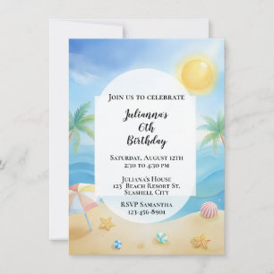 Tropical Beach Birthday Invitation