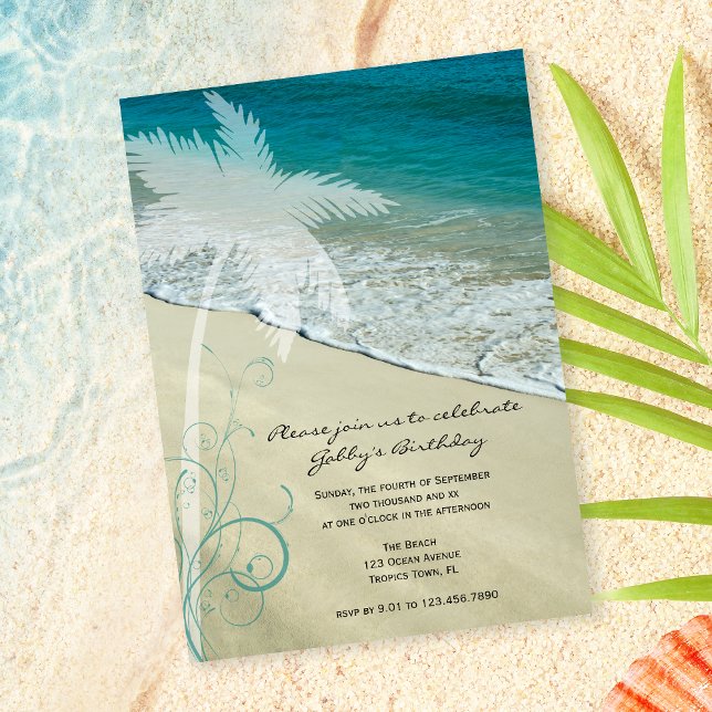 Tropical Beach Birthday Party Invitation (Creator Uploaded)