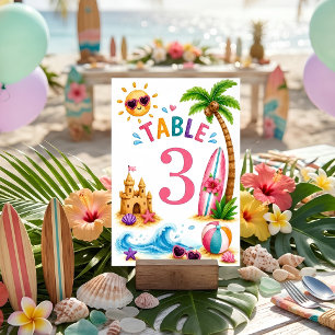 Tropical Beach Birthday Party  Table Number