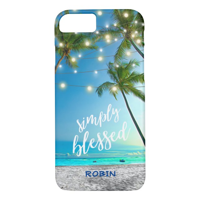 Tropical Beach Blessed Palm Trees String Lights Case-Mate iPhone Case (Back)
