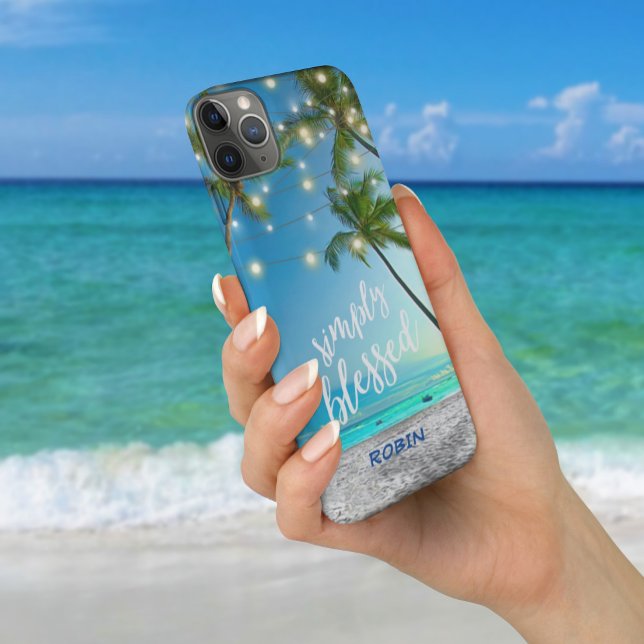 Tropical Beach Blessed Palm Trees String Lights Case-Mate iPhone Case (Creator Uploaded)