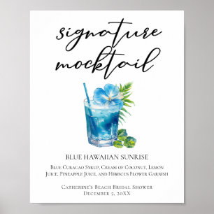 Tropical Beach Blue Hawaiian Signature Mocktail Poster