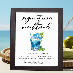 Tropical Beach Blue Hawaiian Signature Mocktail Poster