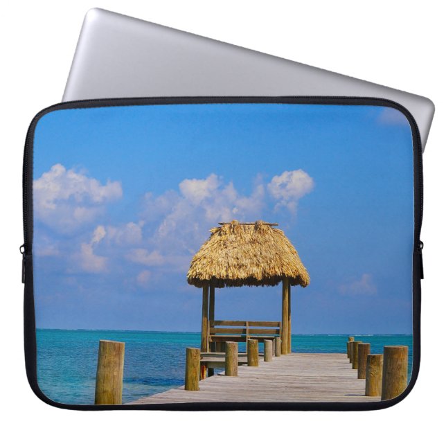Tropical Beach Blue Ocean Caribbean Island Photo Laptop Sleeve (Front)