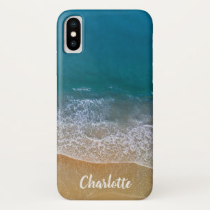 Tropical Beach Blue Ocean Sand Waves Name iPhone X Case