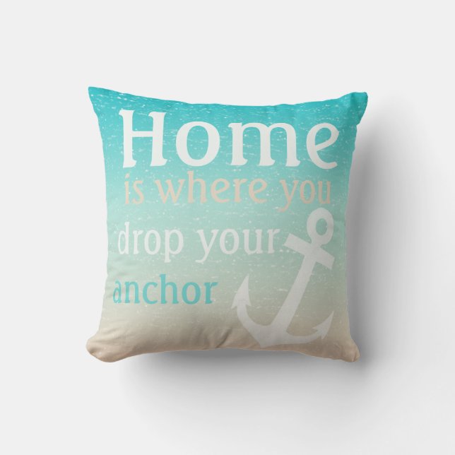 Tropical Beach Blue Water Sand Anchor Sailboat Cushion (Front)