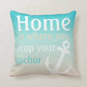 Tropical Beach Blue Water Sand Anchor Sailboat Cushion