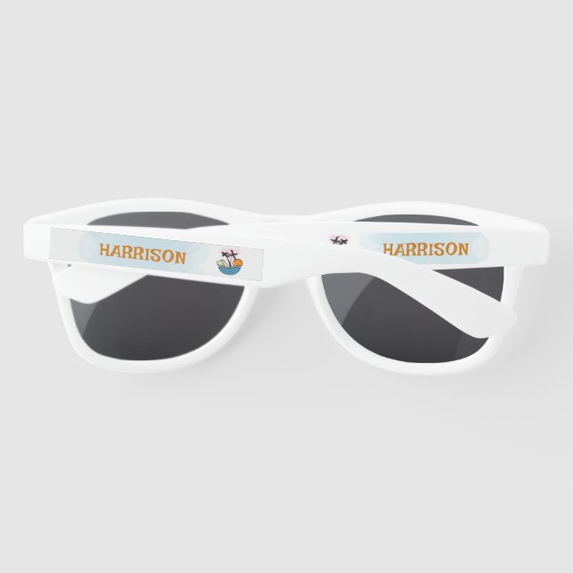 Tropical Beach Boy Birthday Sunglasses (Back)