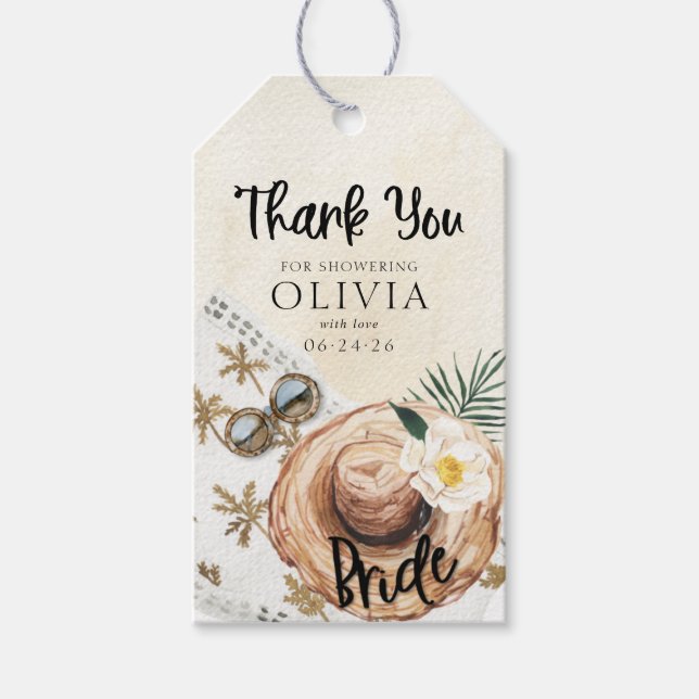 Tropical Beach Bridal Shower Favour Tags (Front)