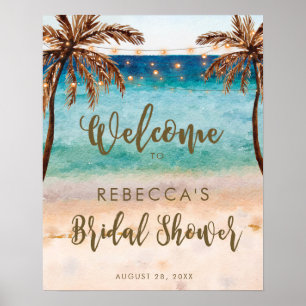 tropical beach bridal shower welcome sign poster