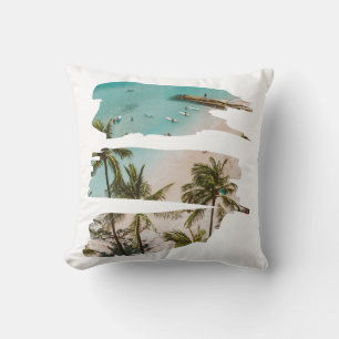 Tropical Beach Brush Strokes Cushion