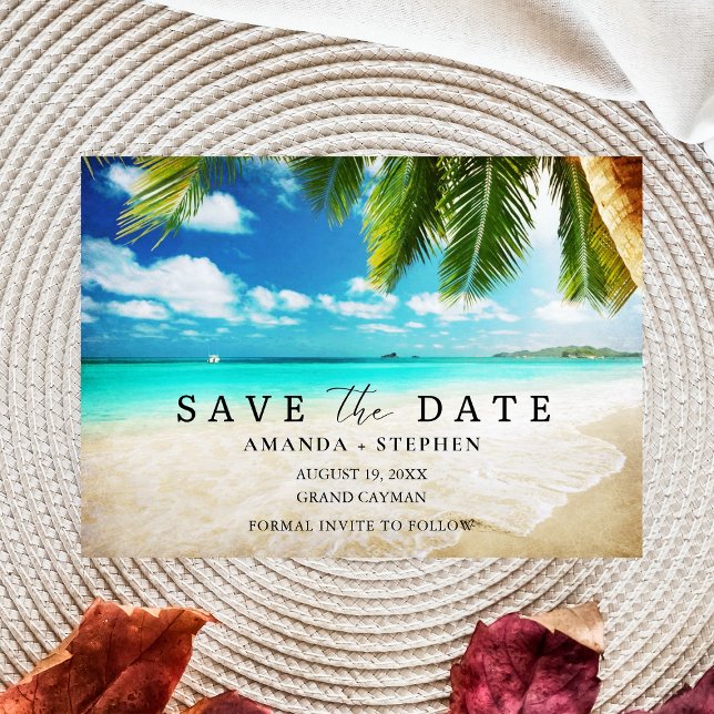 Tropical Beach Budget Wedding Save The Date Announcement Postcard (Creator Uploaded)