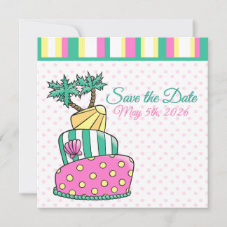 Tropical Beach Cake Save The Date