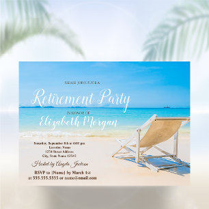 Tropical Beach,Chair Relax  Retirement Party Invitation