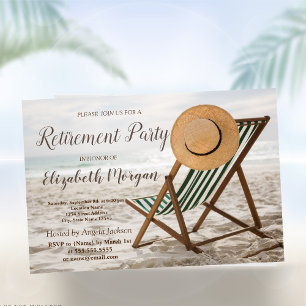 Tropical Beach,Chair  Retirement Party  Invitation