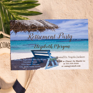 Tropical Beach ,Chair Retirement Party Invitation