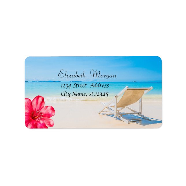  Tropical Beach Chair,Sand Hibiscus Label (Front)