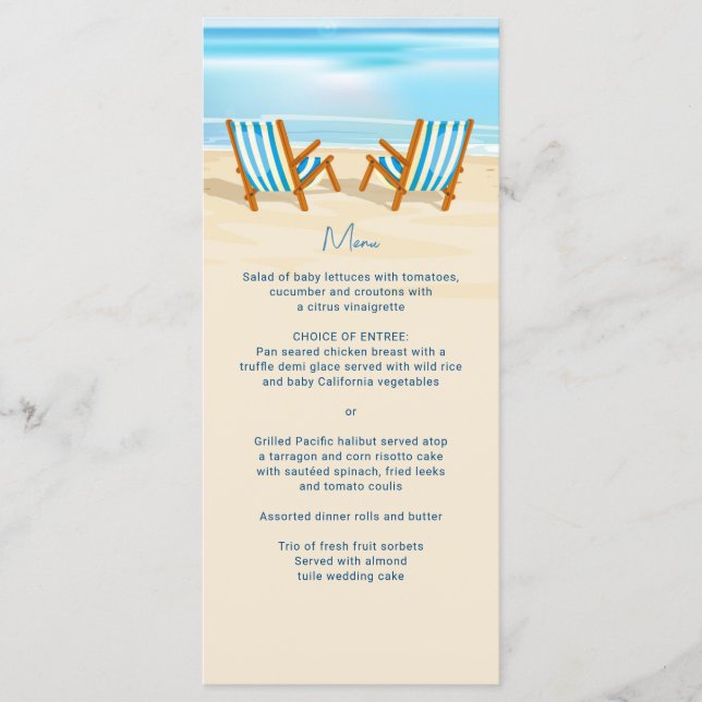 Tropical Beach Chairs Wedding Menu (Front)