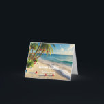 Tropical Beach Christmas Card – Custom Family card<br><div class="desc">Send sunshine and cheer this holiday season with this customisable Tropical Beach Christmas card! Featuring a palm tree decorated with ornaments and a serene ocean view, this folded card brings a warm-weather twist to traditional Christmas greetings. Personalise the front with your family name or message, and edit the inside text—already...</div>