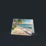 Tropical Beach Christmas Card – Custom Family card<br><div class="desc">Send sunshine and cheer this holiday season with this customisable Tropical Beach Christmas card! Featuring a palm tree decorated with ornaments and a serene ocean view, this folded card brings a warm-weather twist to traditional Christmas greetings. Personalise the front with your family name or message, and edit the inside text—already...</div>