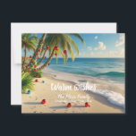 Tropical Beach Christmas Card – Custom Family card<br><div class="desc">Send sunshine and cheer this holiday season with this customisable Tropical Beach Christmas flat card! Featuring a palm tree decorated with ornaments and a serene ocean view, this flat card brings a warm-weather twist to traditional Christmas greetings. Personalise the front with your family name or message, and edit the back...</div>