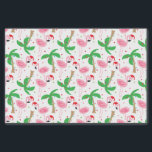 Tropical Beach Christmas Flamingos Birds Tissue Paper<br><div class="desc">Beach theme Christmas gift wrap with flamingos wearing Santa hats. Ornaments and holiday lights decorate the palm trees. You can make the pattern larger or smaller. Click on Customise It and use the plus/minus buttons to adjust the size. Wrap your gifts in warm winter cheer. Copyright Bendel Creative Design LLC...</div>