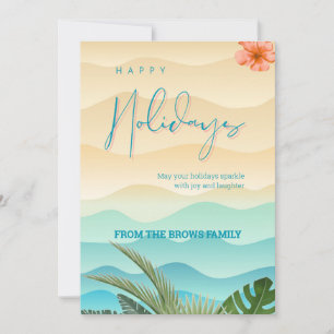 Tropical Beach Christmas Holiday Card 