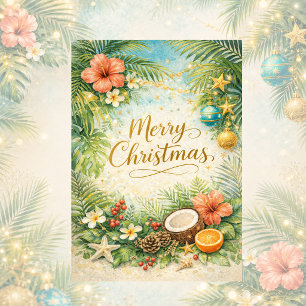 Tropical Beach Christmas  Holiday Card