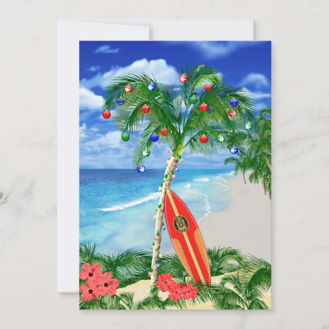 Tropical Beach Christmas Holiday Card (Front)