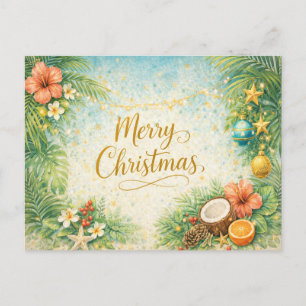 Tropical Beach Christmas Holiday Postcard