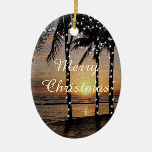 Tropical Beach Christmas Ornament (Front)