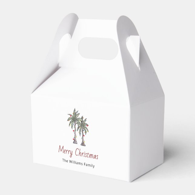 Tropical Beach Christmas Palm Trees Party  Favour Box (Front Side)