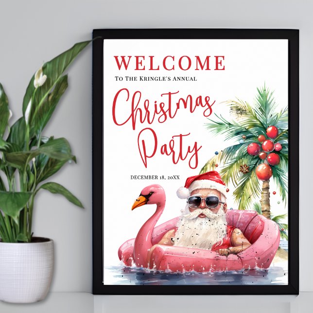 Tropical Beach Christmas Party Welcome Sign (Tropical Beach Christmas Party Welcome Sign)