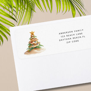Tropical Beach Christmas Return Address 