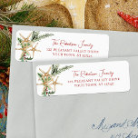 Tropical Beach Christmas Starfish Return Address<br><div class="desc">These tropical beach Christmas return address labels feature 3 starfish decorated with watercolor holly leaves,  berries,  and pine sprigs,  with modern stylish script font for the name.</div>