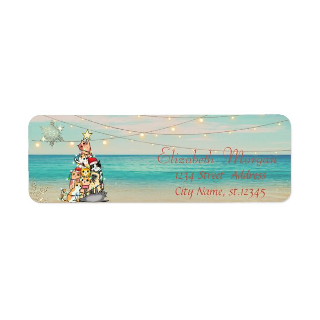 Tropical,Beach,Christmas Tree,Cats Snowflakes (Front)