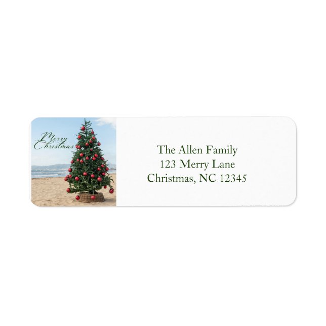 Tropical Beach Christmas Tree | Holiday Address (Front)