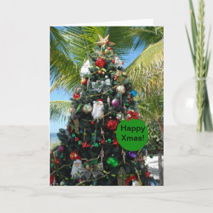Tropical Beach Christmas Tree Holiday Card
