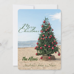 Tropical Beach Christmas Tree  Holiday Photo card