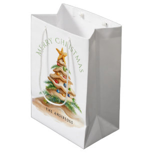 Tropical Beach Christmas Tree Medium Gift Bag