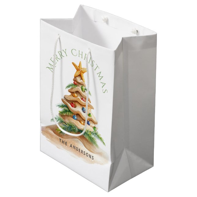 Tropical Beach Christmas Tree  Medium Gift Bag (Front Angled)