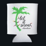 Tropical Beach Christmas Vacation  Can Cooler<br><div class="desc">Celebrate your escape from the cold with these fun beach Christmas vacation can holders! These read “let it snow…elsewhere” with a bright palm tree and holiday lights graphic.</div>