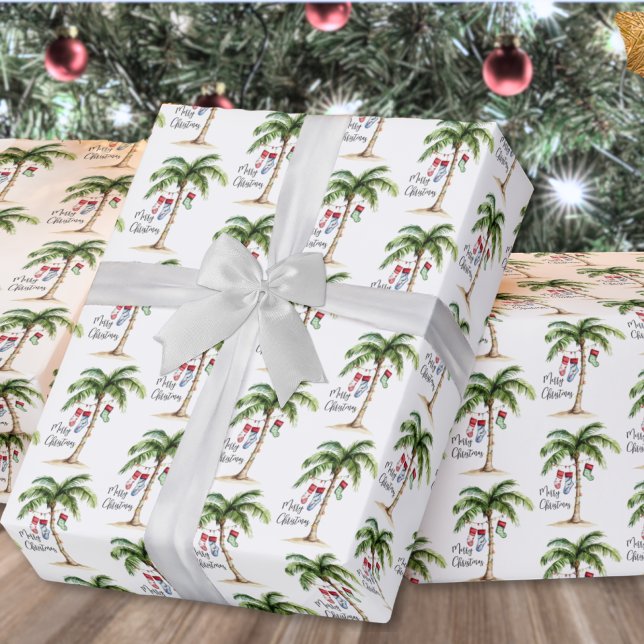 Tropical Beach Christmas Wrapping Paper (Tropical Beach Christmas Wrapping Paper )