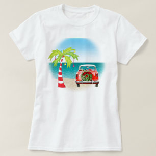 Tropical Beach Classic Car Christmas T-Shirt