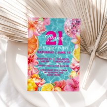 Tropical Beach Club Cocktail Pool Party Birthday 