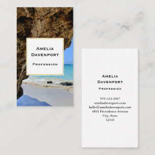 Tropical Beach Coast with a Big Rock Business Card