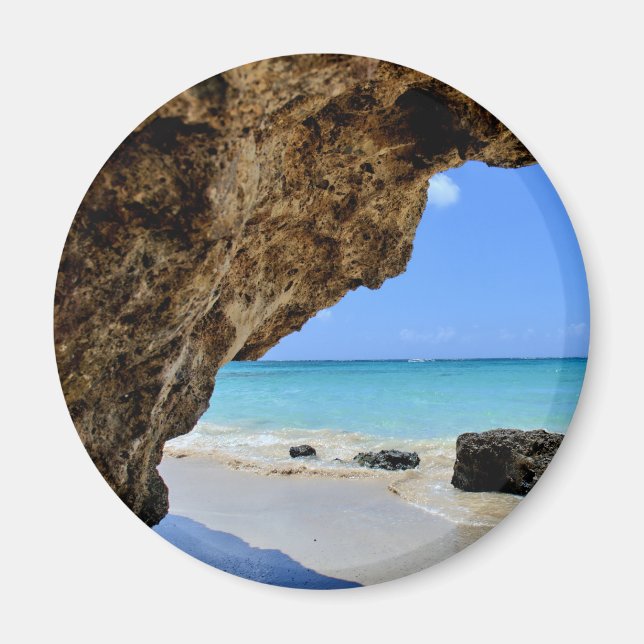 Tropical Beach Coast with a Big Rock Magnet (Front)