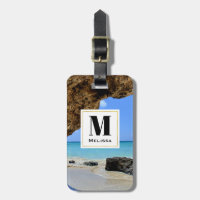 Tropical Beach Coast with a Big Rock Monogram