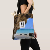 Tropical Beach Coast with a Big Rock Monogram